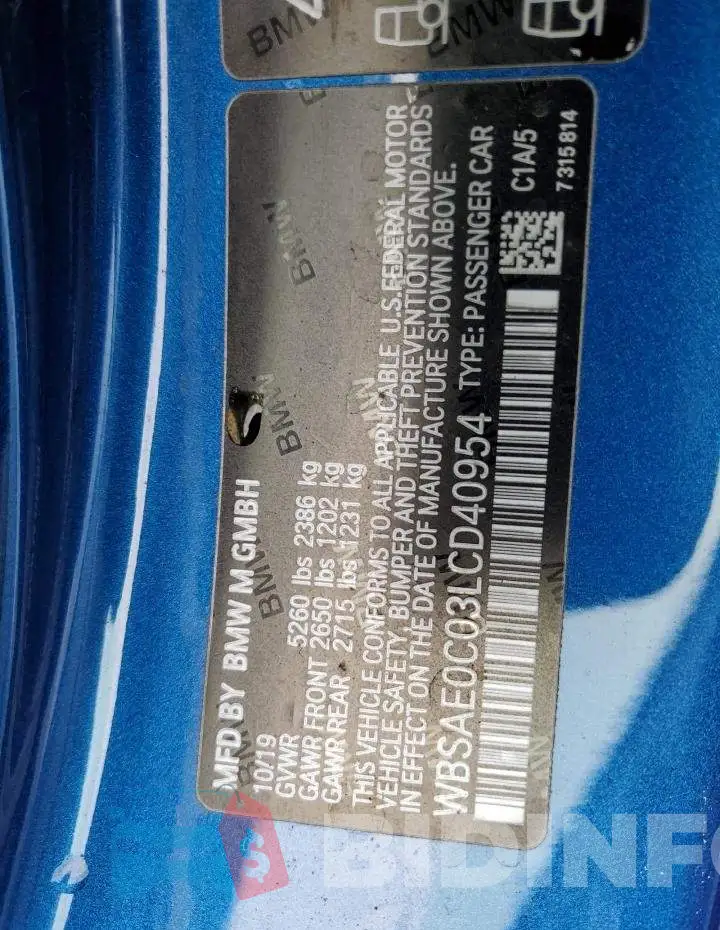 WBSAE0C03LCD40954 Photo# 12