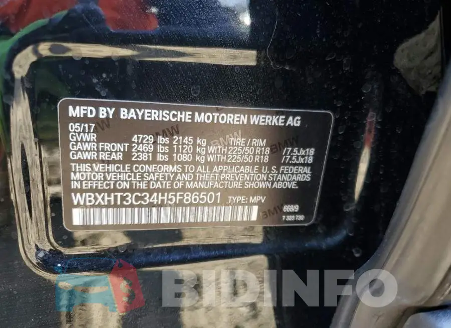 WBXHT3C34H5F86501 Photo# 12