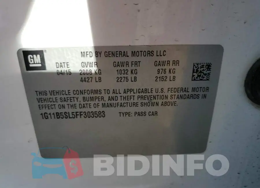 1G11B5SL5FF303583 Photo# 12