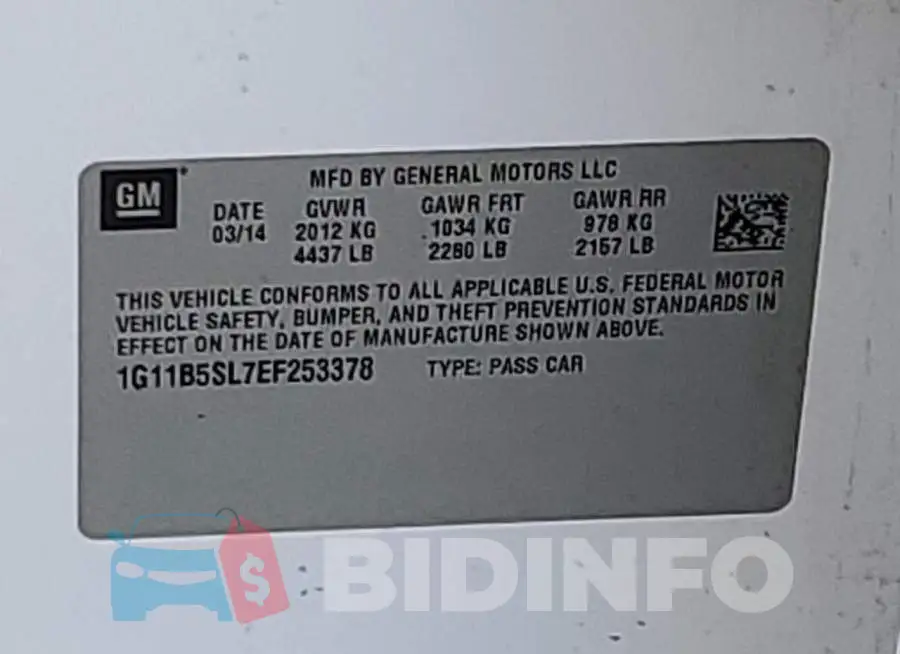 1G11B5SL7EF253378 Photo# 12