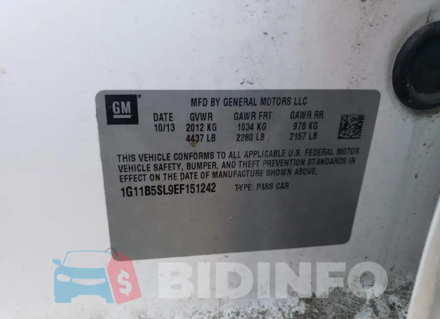 1G11B5SL9EF151242 Photo# 13