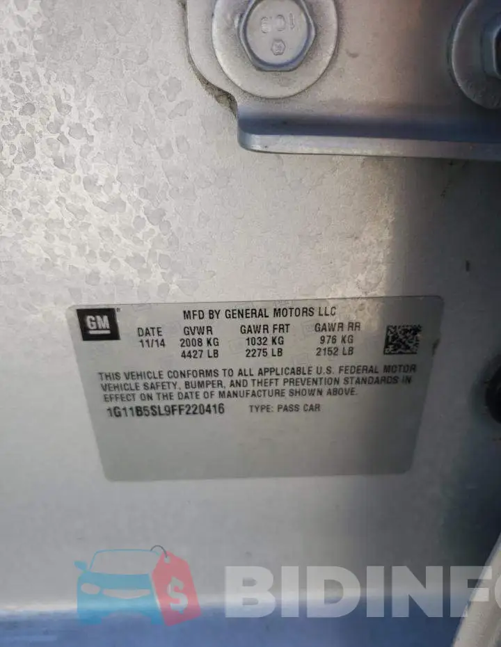1G11B5SL9FF220416 Photo# 12