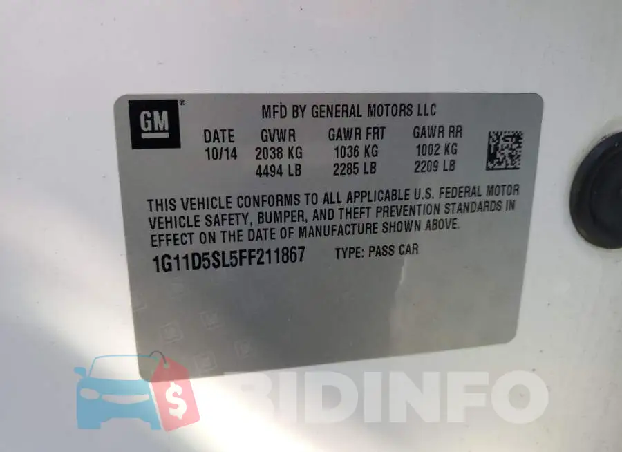 1G11D5SL5FF211867 Photo# 12