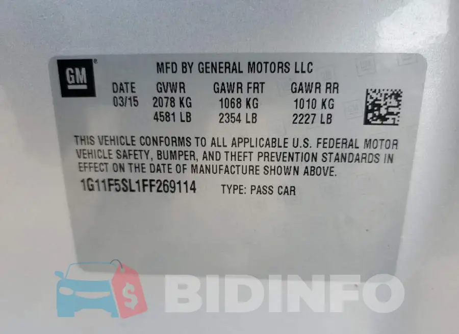 1G11F5SL1FF269114 Photo# 12