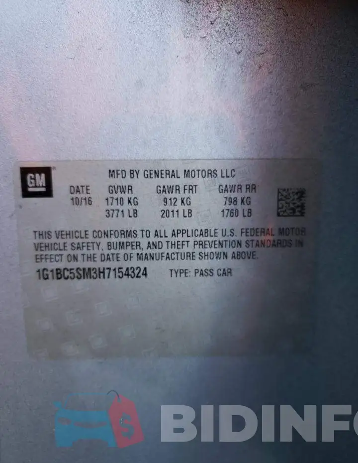 1G1BC5SM3H7154324 Photo# 12