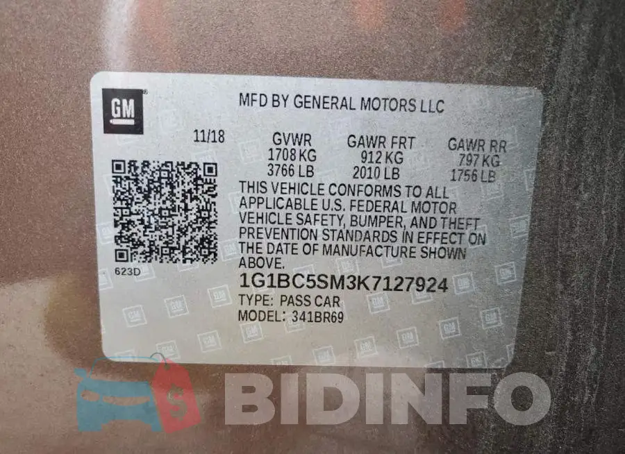 1G1BC5SM3K7127924 Photo# 12