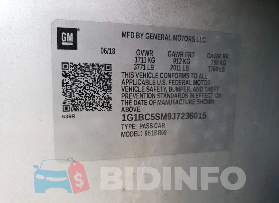 1G1BC5SM9J7236015 Photo# 12