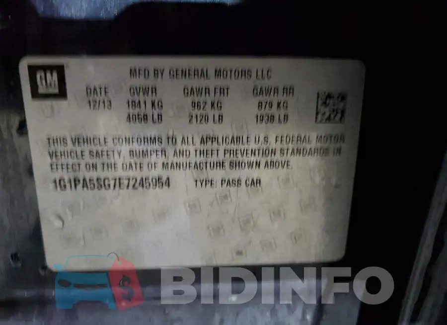 1G1PA5SG7E7245954 Photo# 12