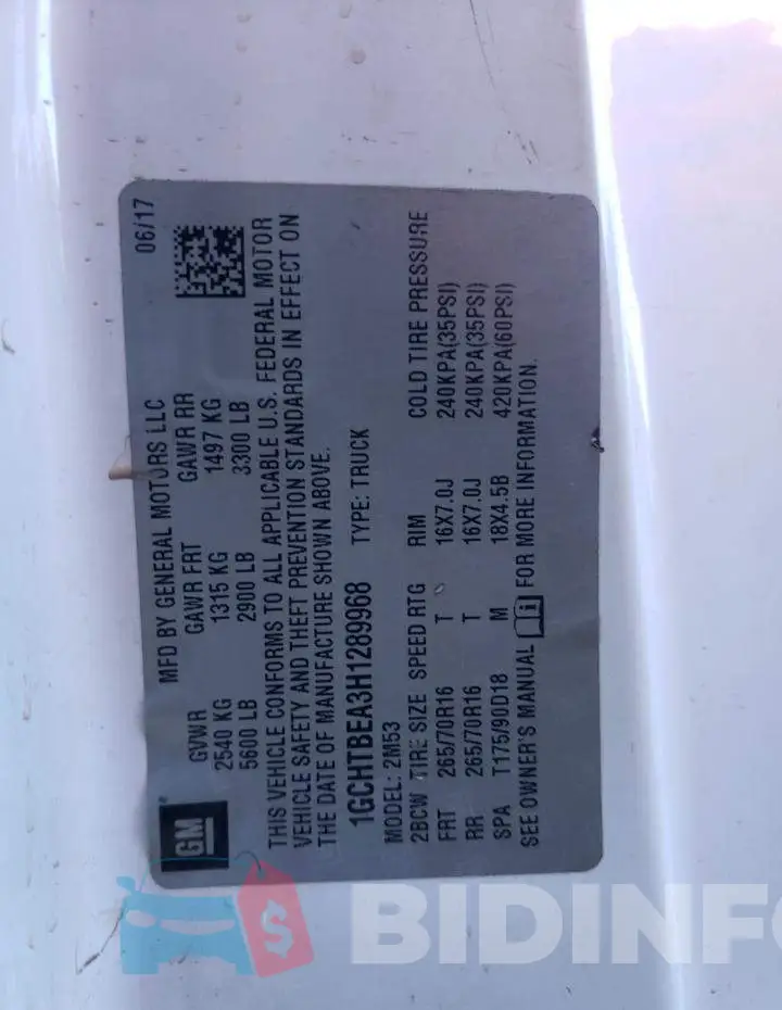 1GCHTBEA3H1289968 Photo# 12