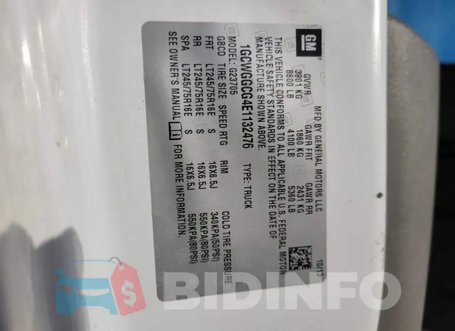 1GCWGGCG4E1132476 Photo# 10