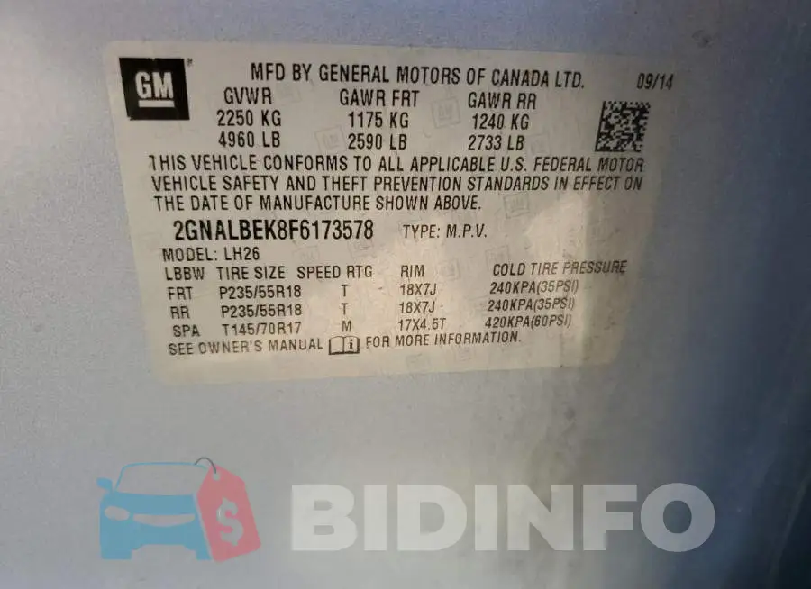 2GNALBEK8F6173578 Photo# 13