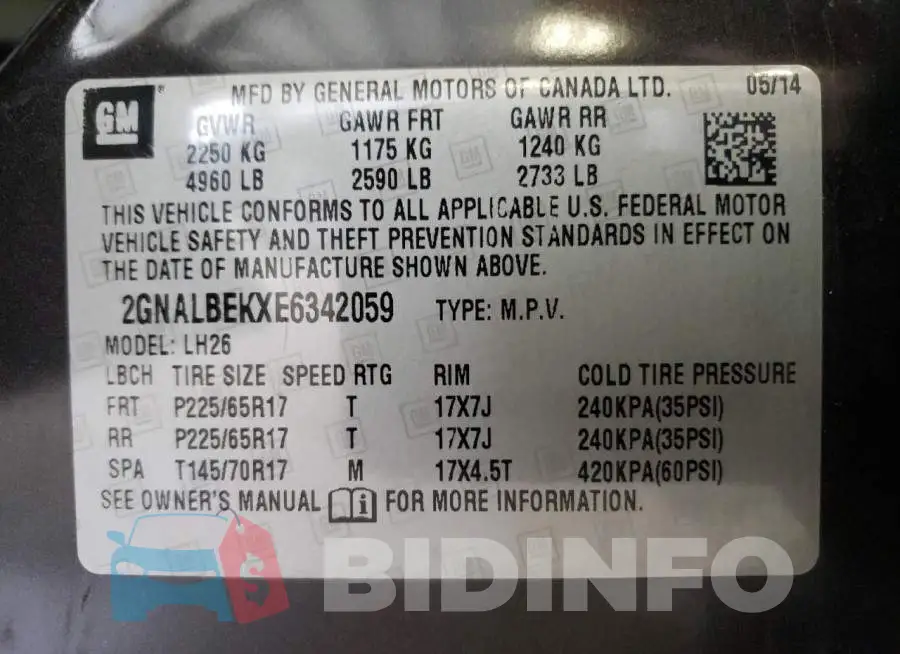 2GNALBEKXE6342059 Photo# 12