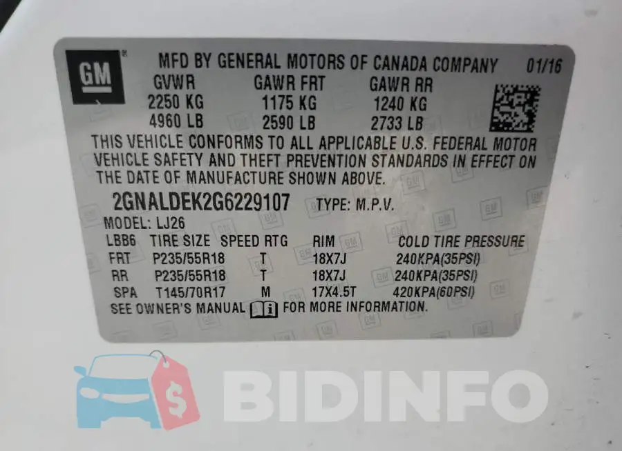 2GNALDEK2G6229107 Photo# 13