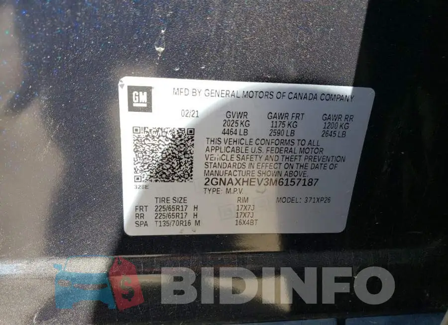 2GNAXHEV3M6157187 Photo# 13