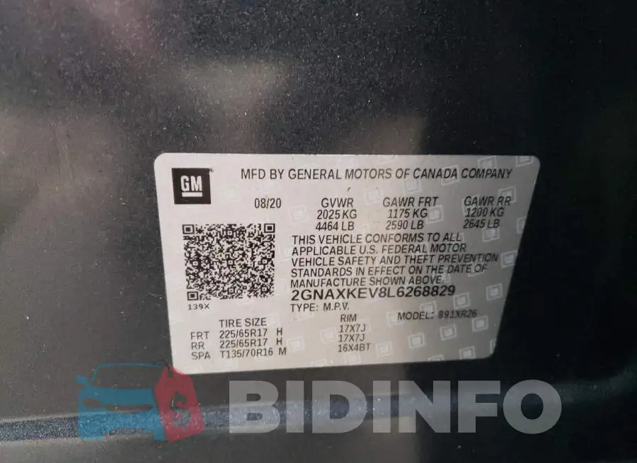2GNAXKEV8L6268829 Photo# 13
