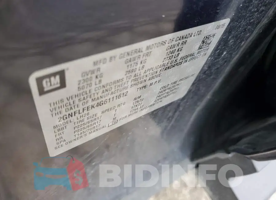 2GNFLFEK4G6111612 Photo# 12
