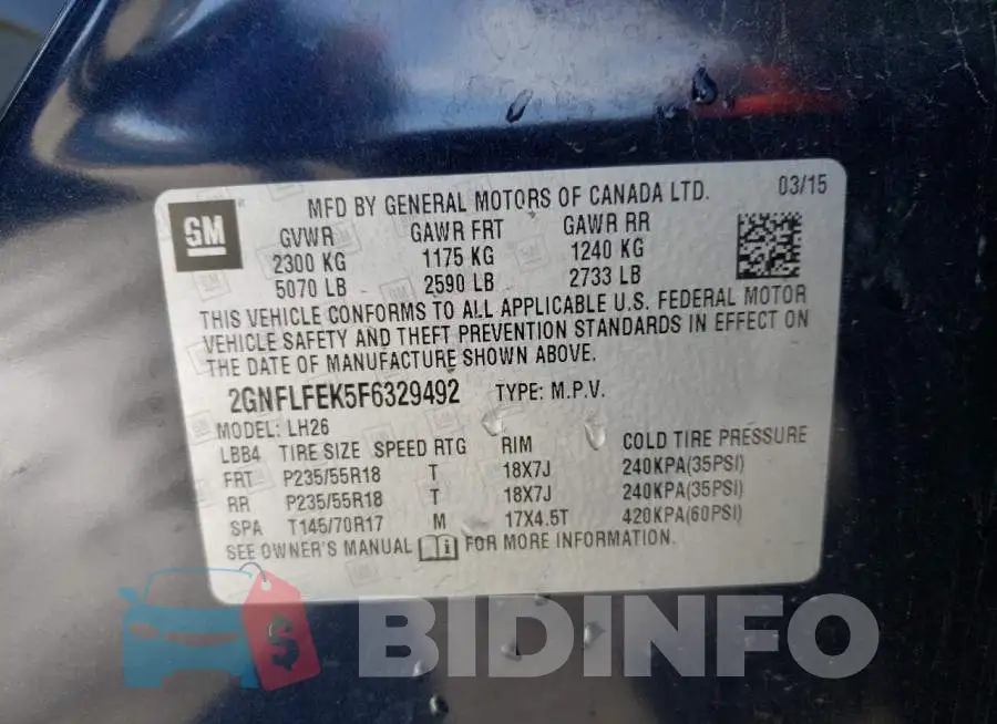 2GNFLFEK5F6329492 Photo# 13