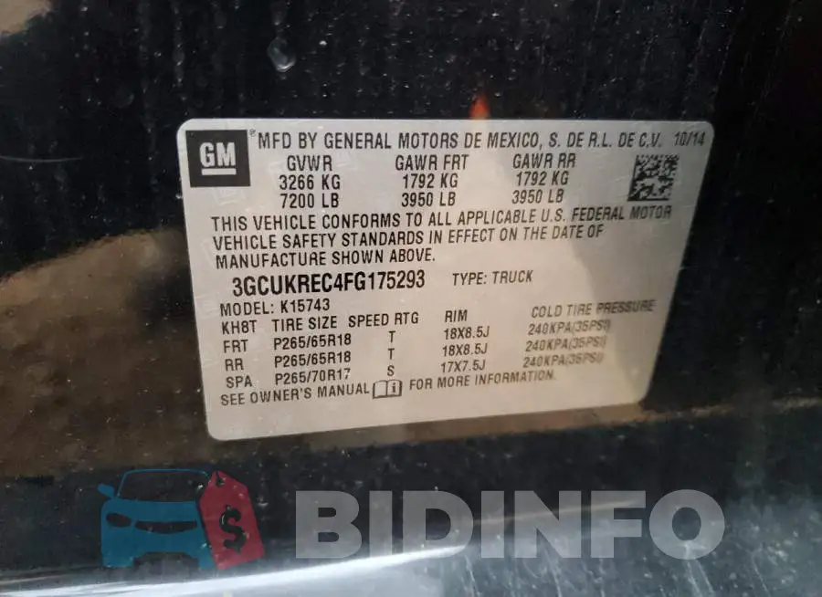 3GCUKREC4FG175293 Photo# 12
