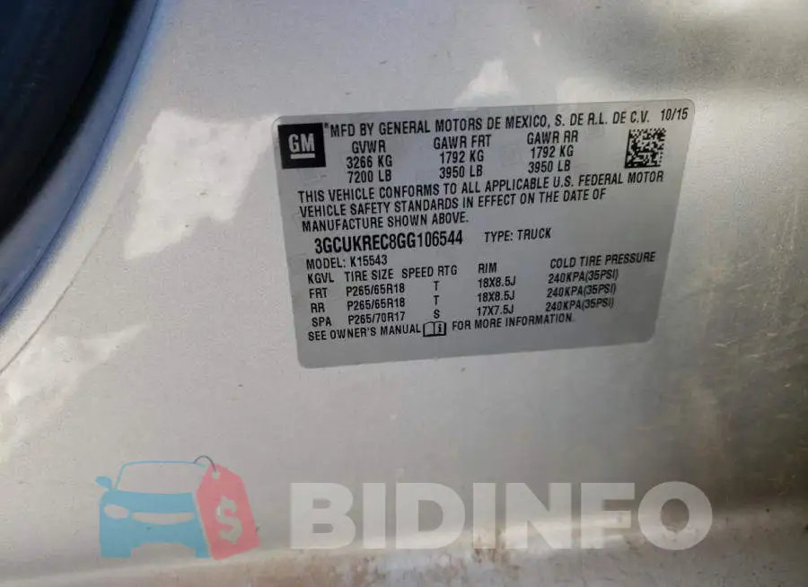3GCUKREC8GG106544 Photo# 12