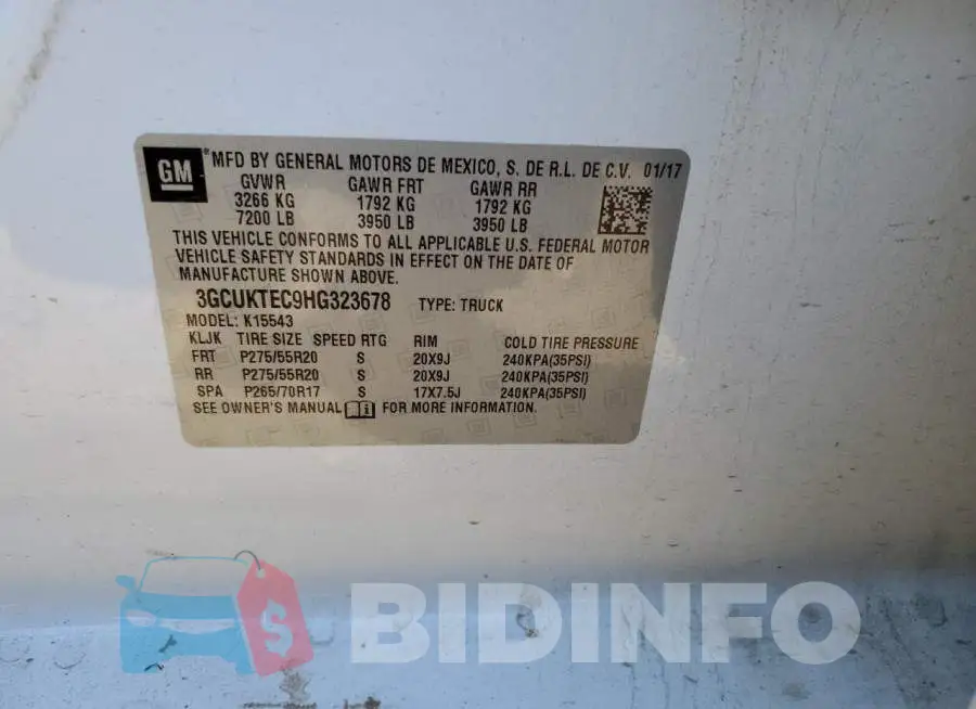 3GCUKTEC9HG323678 Photo# 12