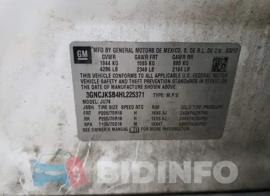 3GNCJKSB4HL225371 Photo# 13