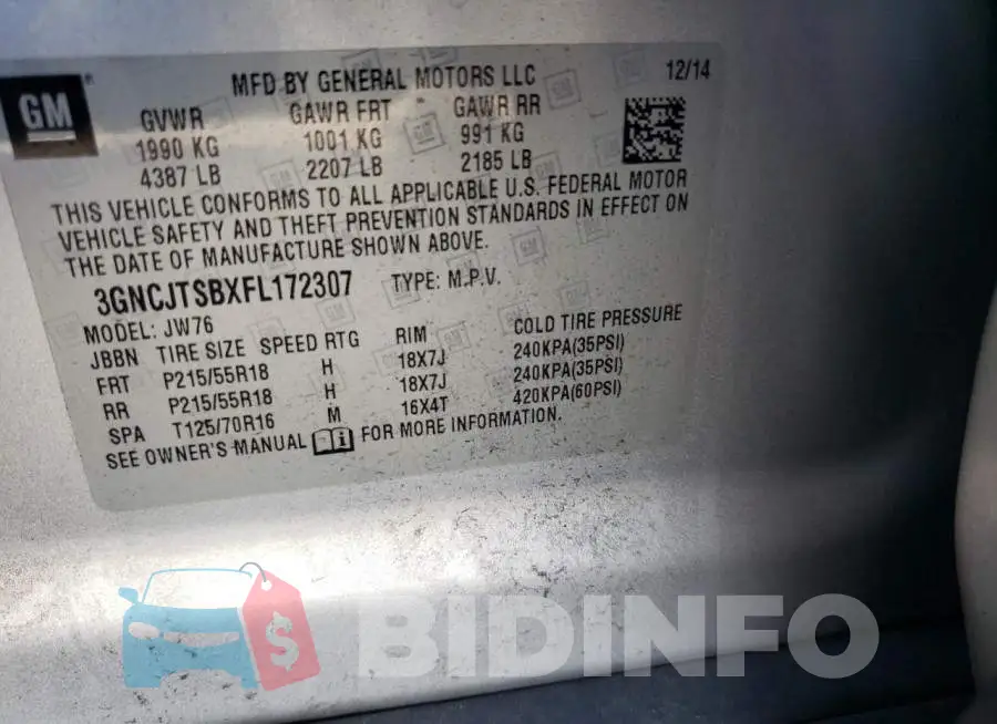 3GNCJTSBXFL172307 Photo# 13