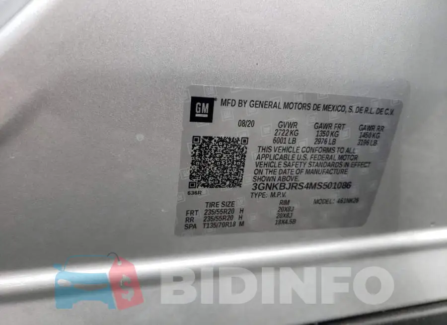 3GNKBJRS4MS501086 Photo# 12