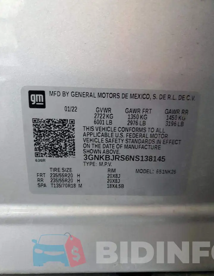 3GNKBJRS6NS138145 Photo# 12