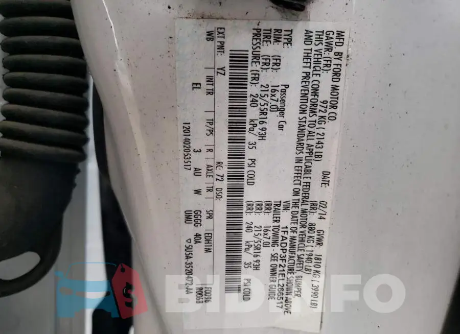 1FADP3F21EL266517 Photo# 13