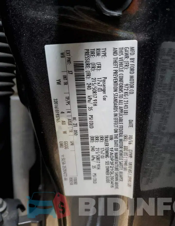 1FADP3F21GL393416 Photo# 13