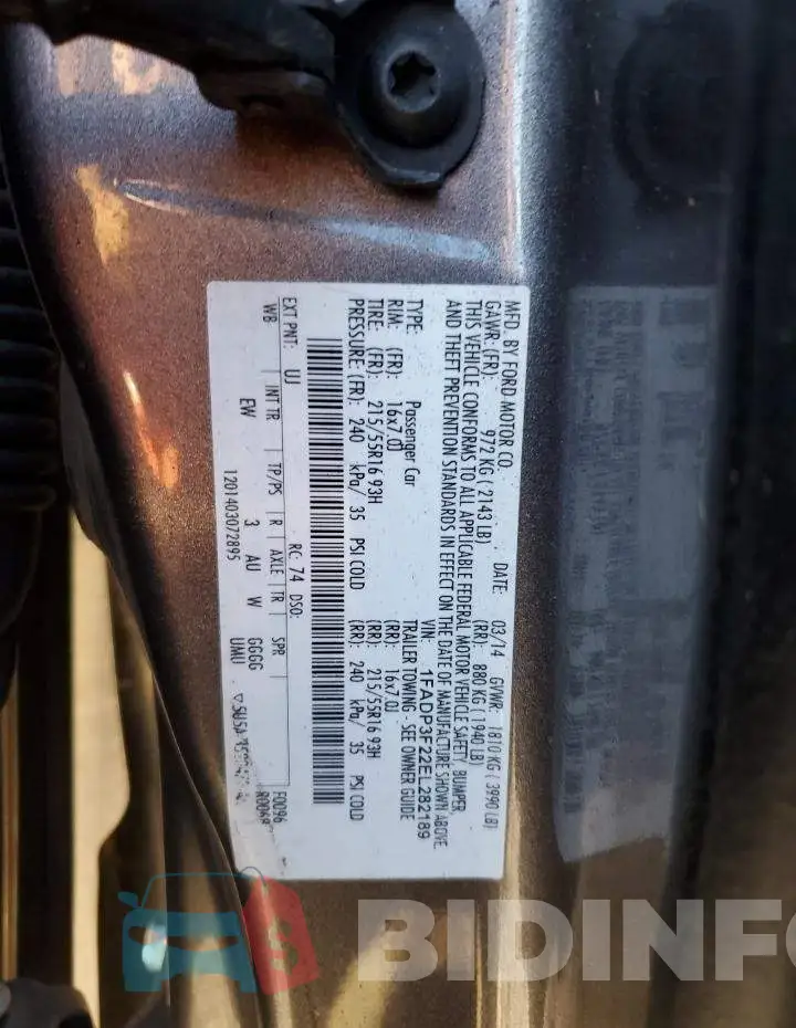 1FADP3F22EL282189 Photo# 12