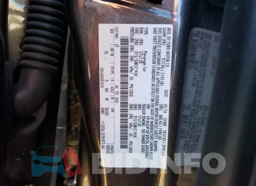 1FADP3F25GL282593 Photo# 12