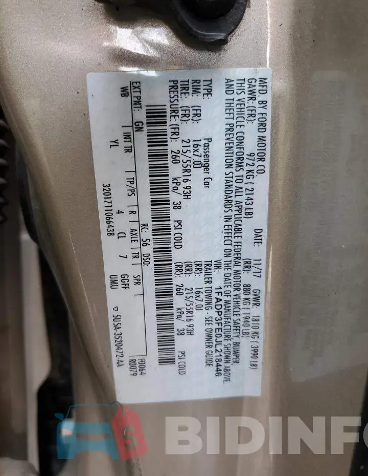 1FADP3FE0JL218446 Photo# 12