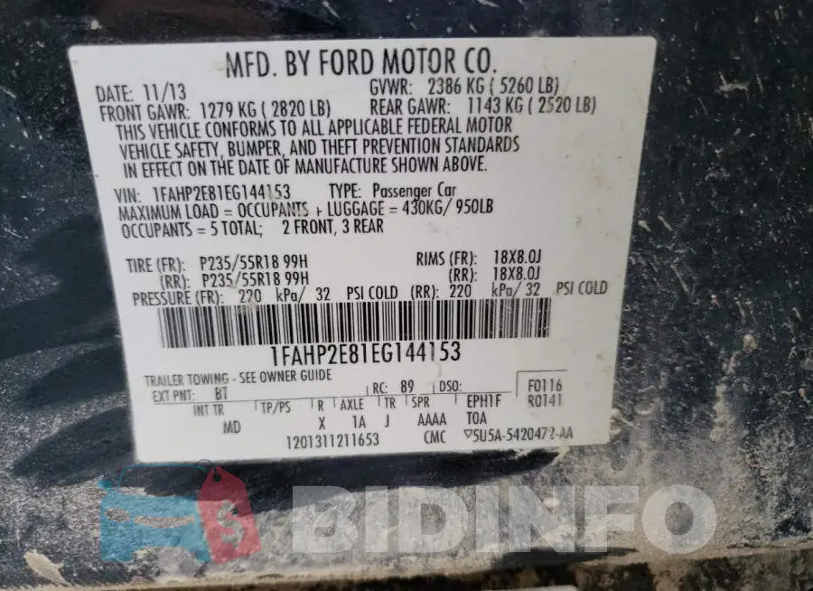 1FAHP2E81EG144153 Photo# 13