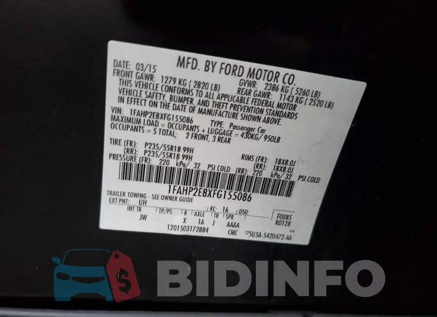 1FAHP2E8XFG155086 Photo# 12