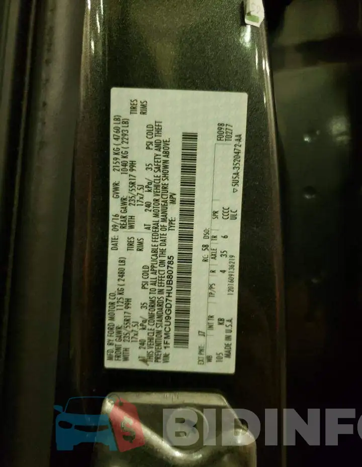 1FMCU9GD7HUB80785 Photo# 13