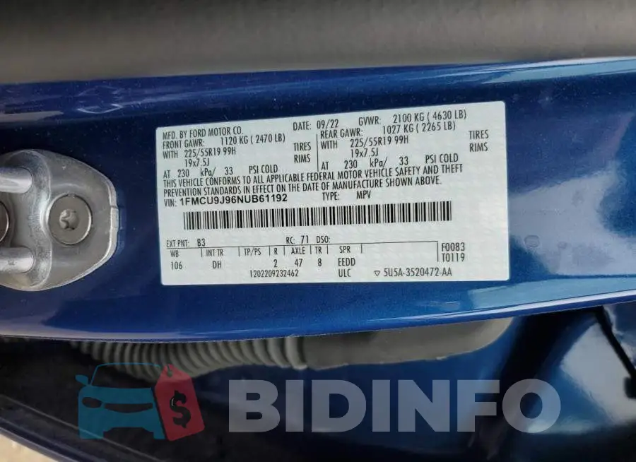 1FMCU9J96NUB61192 Photo# 13