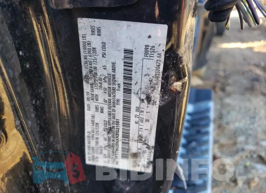 1FT7W2B6XKEG31581 Photo# 12