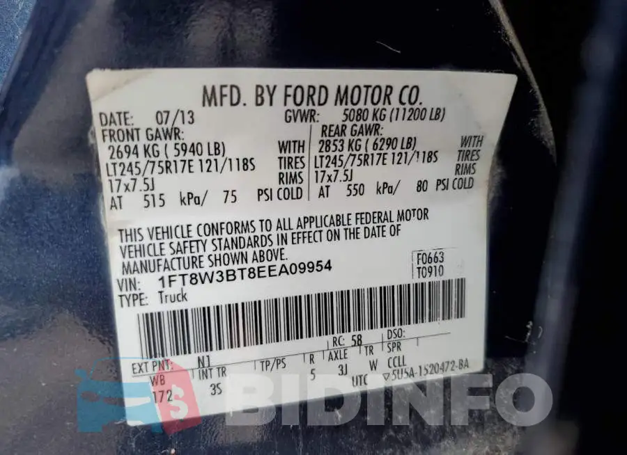 1FT8W3BT8EEA09954 Photo# 12