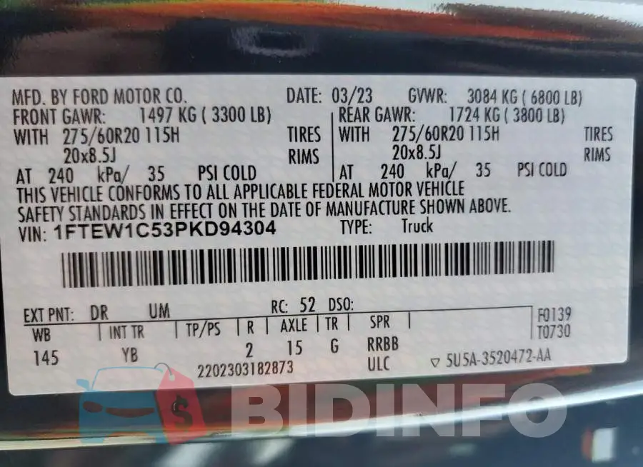 1FTEW1C53PKD94304 Photo# 12