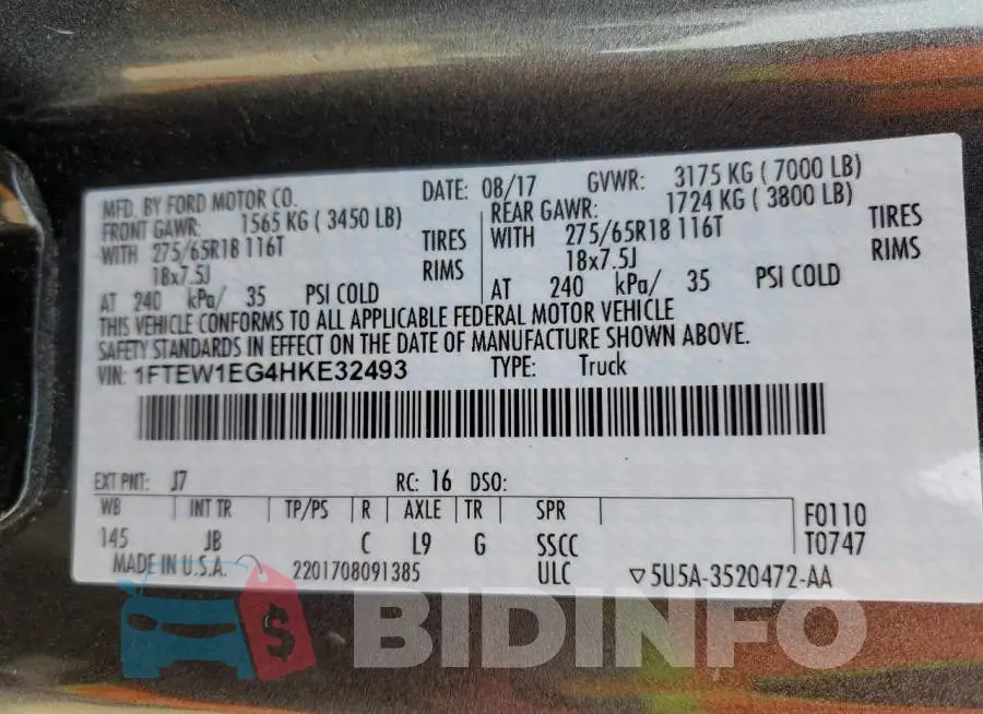 1FTEW1EG4HKE32493 Photo# 12