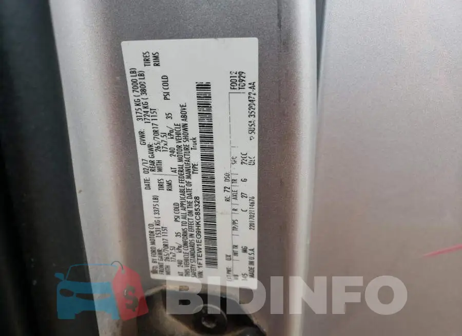 1FTEW1EG9HKC85328 Photo# 13