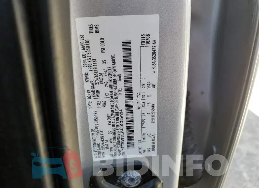1FTEW1EP4JKD59194 Photo# 13