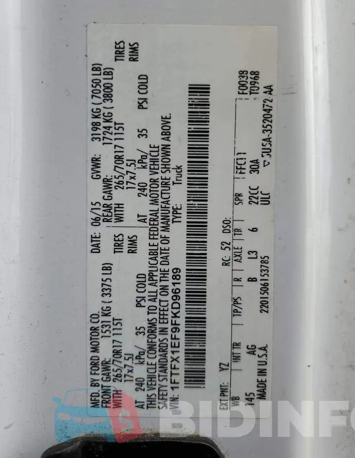 1FTFX1EF9FKD96189 Photo# 13
