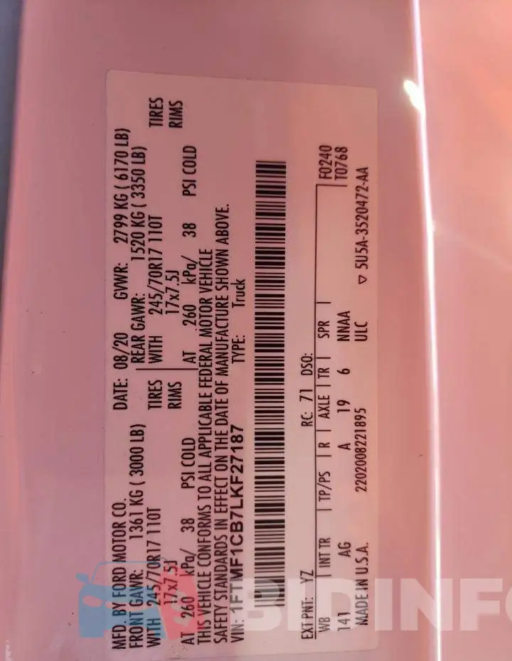 1FTMF1CB7LKF27187 Photo# 12