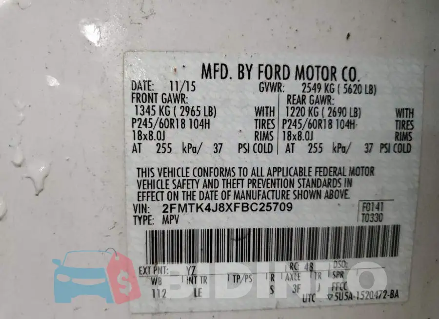 2FMTK4J8XFBC25709 Photo# 13
