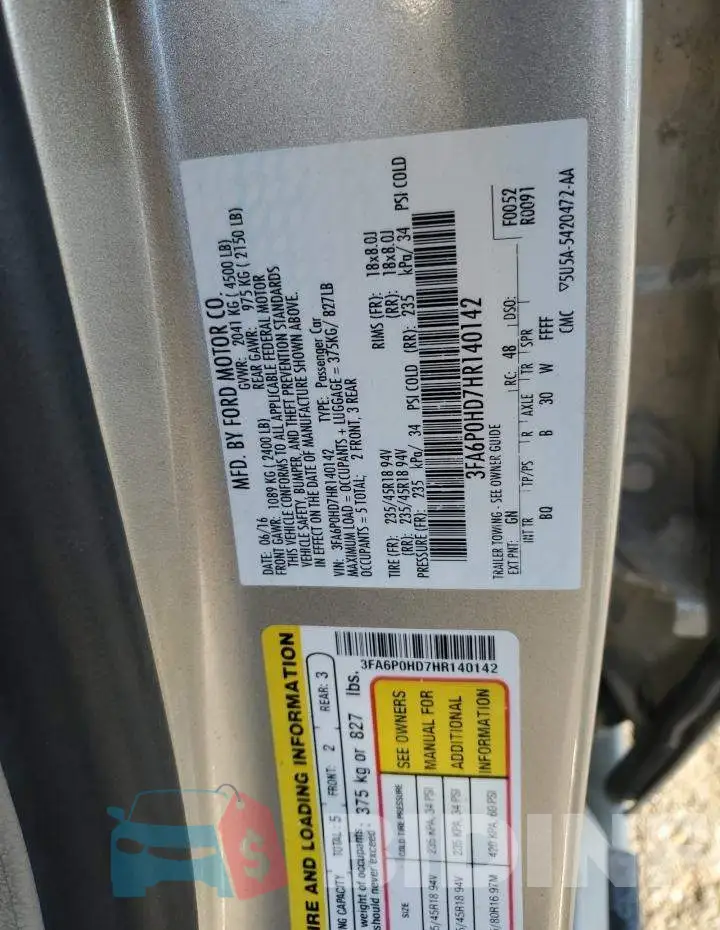 3FA6P0HD7HR140142 Photo# 12