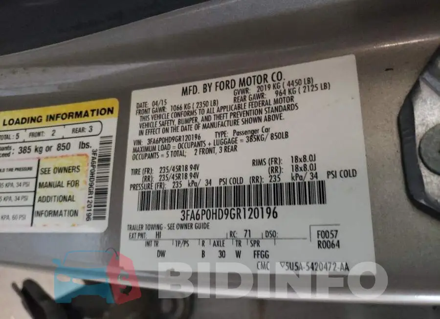 3FA6P0HD9GR120196 Photo# 13