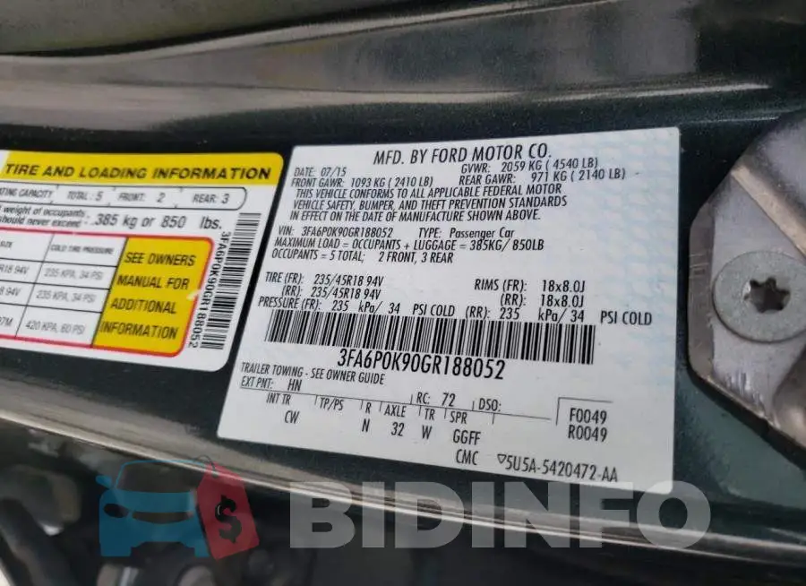3FA6P0K90GR188052 Photo# 12