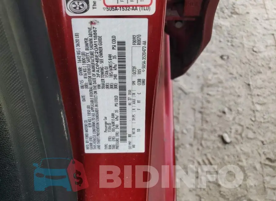3FADP4BE2GM118867 Photo# 12